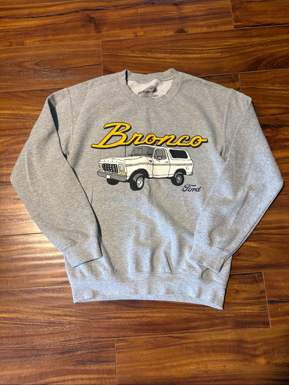 Ford Gray Crewneck with Yellow 'Bronco' Script and White Truck Graphic